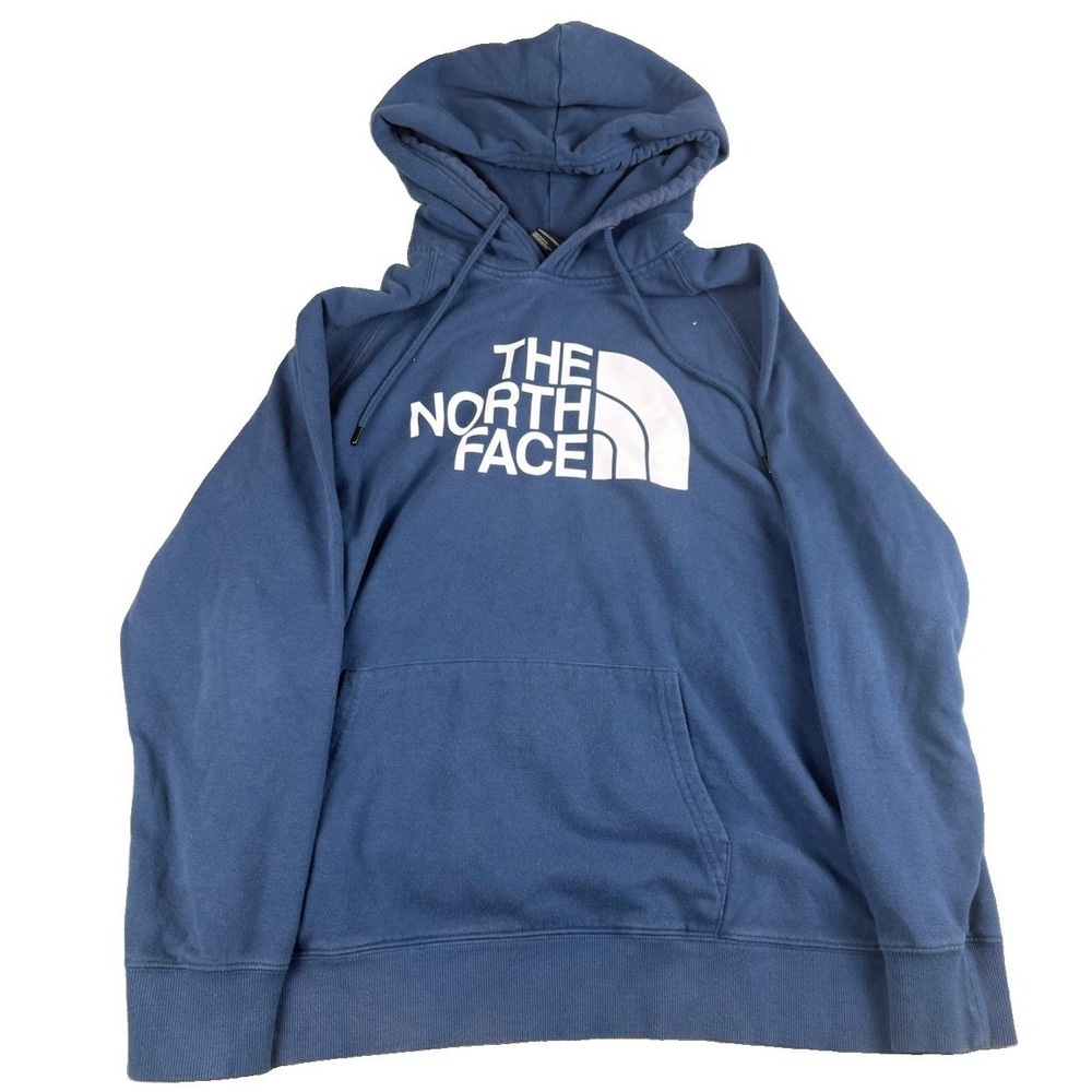 The North Face Womens XL Blue Hoodie Pullover Sweatshirt Logo Fleece NF0A4M4M